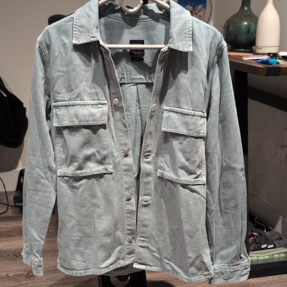 Zara Washed Teal Overshirt/Shacket Relaxed Fit (Size Small)